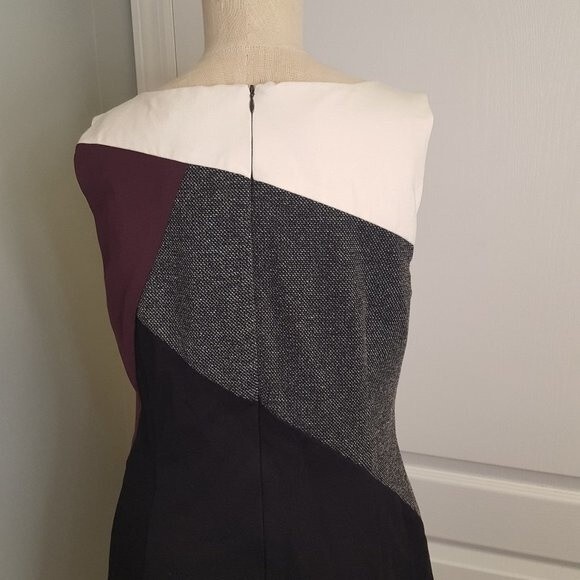 White House Black Market Office Dress Color Block Black Red Tweed - Picture 4 of 5